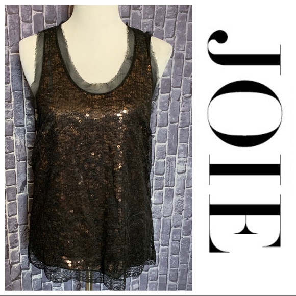 Joie Tops - 🔴Copper Sequins & Black Lace Top